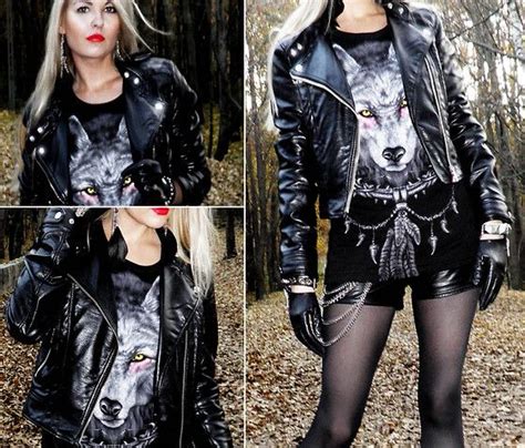 black leather fashion glam rock girl leather jacket rock fancy dress costume ideas