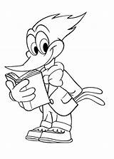 Woodpecker Reading Colouring sketch template