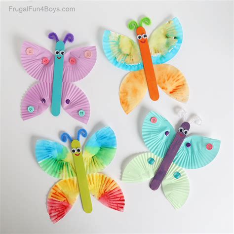cupcake liner butterfly craft frugal fun  boys  girls
