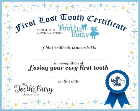 tooth fairy certificate template    templates ideas