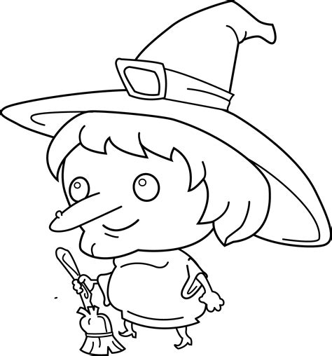 cute witch coloring page  clip art