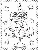 Unicorn Coloring Pages Printable Sweet Super Colouring Cake Stars Book sketch template
