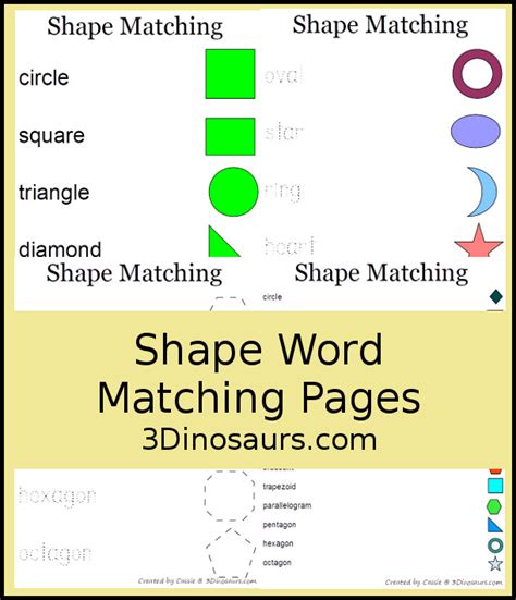collection  shape themed printables  dinosaurs