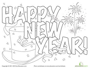 festive  year hat coloring page worksheet educationcom