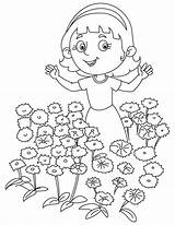 Girl Garden Cornflower Coloring Pages Kids sketch template