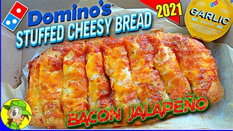 dominos stuffed cheesy bread bacon jalapeno  review peep