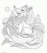 Coloring Pages Print Fox Adults Printable Animal Adult Look Other sketch template