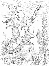 Mermaids Mermaid Coloring Pages Adults Adult Colouring Christmas Beautiful Book Sheets Kids Sea Printable Publications Dover Fish Intricate Welcome Pregnant sketch template