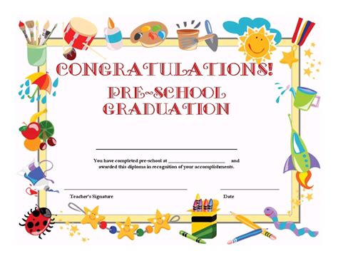 images  preschool graduation certificates  template