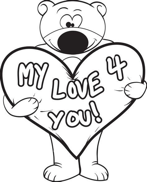 valentine day bear coloring pages coloring pages