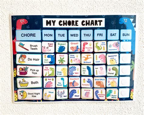 chore chart  kids printable  weekly chore chart  etsy
