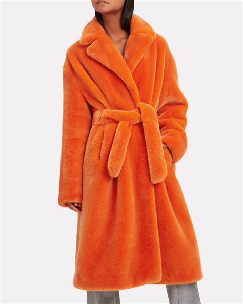 orange faux fur coat