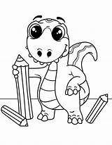 Dinosaur Pages Cute Coloring Printable Baby Kids Pencils sketch template