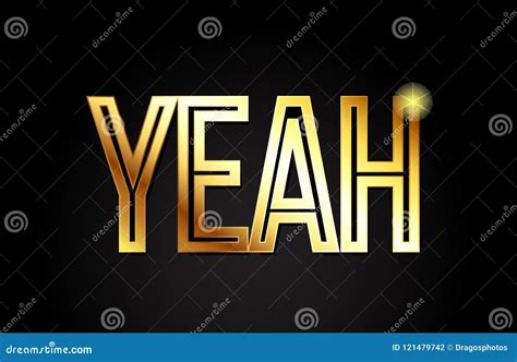 yeah word text typography gold golden design logo icon stock vector