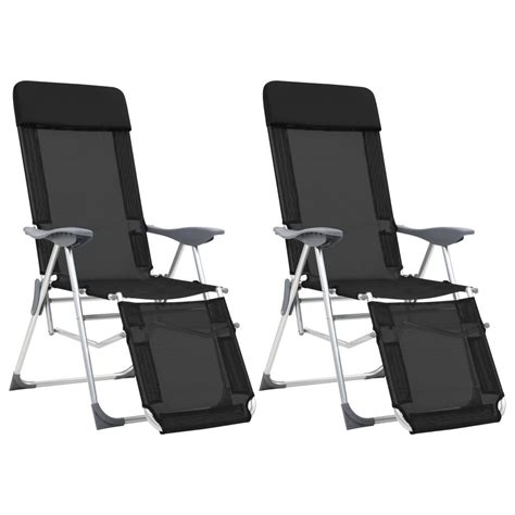 campingstoelen met voetensteun inklapbaar aluminium zwart  st campingstoel buitenstoel