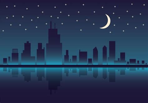 free chicago skyline night vector illustration 97114 vector art at vecteezy
