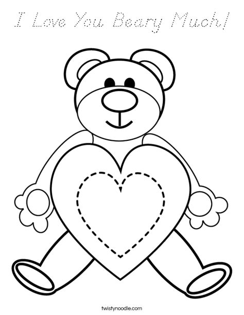 love  beary  coloring page dnealian twisty noodle