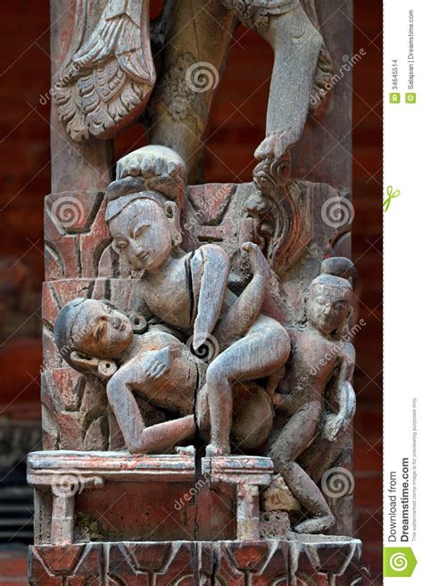 Cinzeladura Erótica Em Um Templo Em Patan Kathmandu Nepal Imagens De