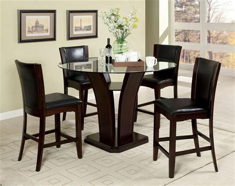 manhattan glass counter height dining table wchairs