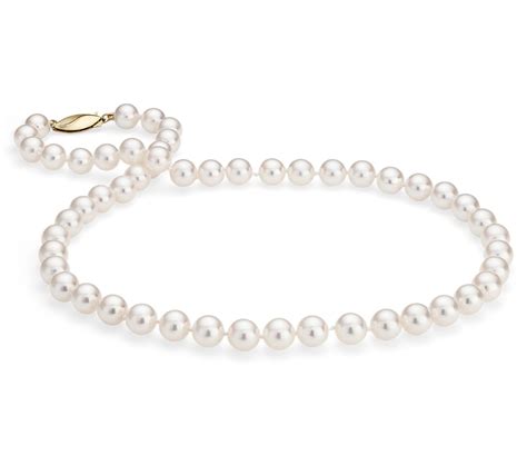 Classic Akoya Cultured Pearl Strand Necklace In 18k Yellow Gold 7 5 8