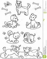 Coloring Dogs Cute Pages Cartoon Royalty Different Printable Children Color Illustration Getcolorings Stock sketch template