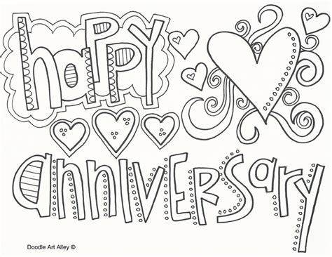 anniversary coloring pages doodle art alley