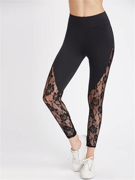 Lace Insert Leggings Affordable Leggings