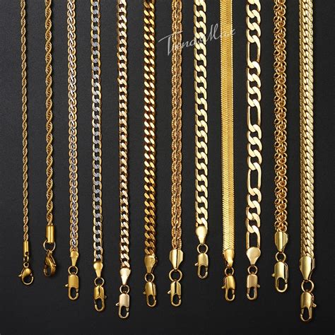 necklace  women men gold filled figaro rope snake cuban link chain