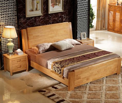 high quality bed oak bedroom furniture bed solid wood