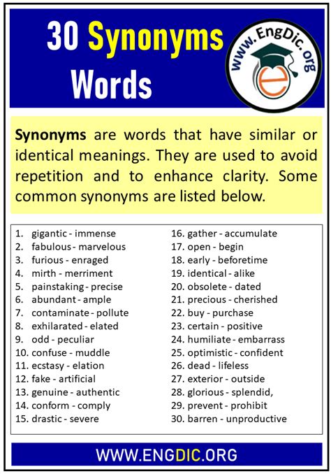 synonyms words list engdic