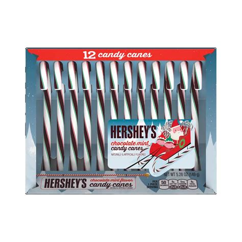 Hersheys Chocolate Mint Candy Canes 0 44 Oz 12 Count Box