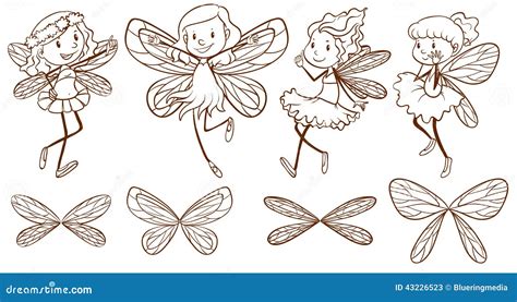 sketch  simple fairies stock vector illustration  woman