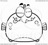Fish Dumb Piranha Clipart Cartoon Blowfish Chubby Surprised Smiling Outlined Coloring Vector Thoman Cory Illustration Royalty Clipartof sketch template