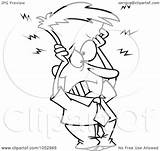 Frazzled Businessman Holding Head His Toonaday Royalty Outline Illustration Cartoon Clip Vector 2021 sketch template
