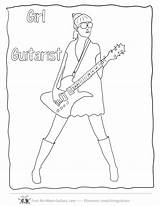 Guitar Coloring Pages Acoustic Playing Getcolorings Girls sketch template