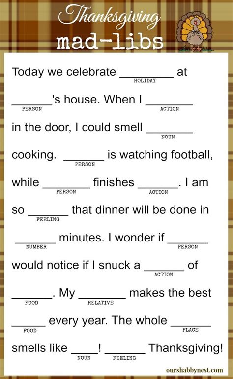 thanksgiving mad libs   kids    adults happy