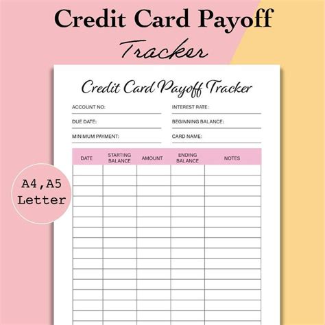 credit card payoff tracker  credit card payment credit card