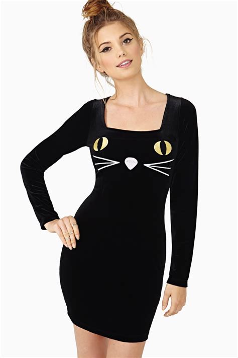 Lyst Nasty Gal Lazy Oaf Feline Fine Velvet Dress In Black