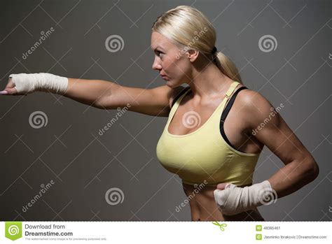 Strong Woman Mixed Martial Arts Fighter Stock Image