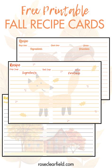 printable fall recipe cards rose clearfield
