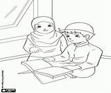 Quran Coloring Reading Children Islam Indonesian Kids Ramadan Pages Printable Color Craft Gif sketch template