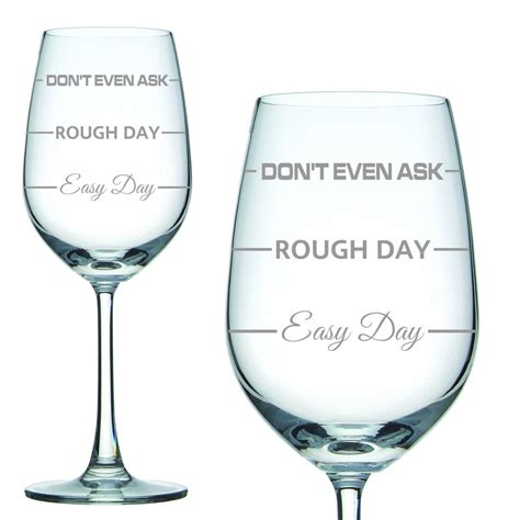 Engraved 350ml White Wine Glass Easy Day Rough Day