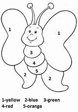 Worksheet Butterfly Number Color Kids Worksheets Preschool Activities Coloring Kindergarten Numbers Pages Printable Patterns Activity Spring Toddler Crafts Nursery Applique sketch template