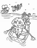 Coloring Dora Kids Pages Printable Explorer Boat Row Drawing Fun Color Book Children Printables Boots Books Kid Rowing Monkey Friend sketch template