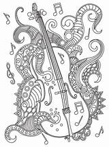 Colorear Violin Colouring Kolorowanka Musicales Violon Muzyka Adulte Gst Coloriages Cello Zentangle Zentangles Personalizadas Canecas sketch template