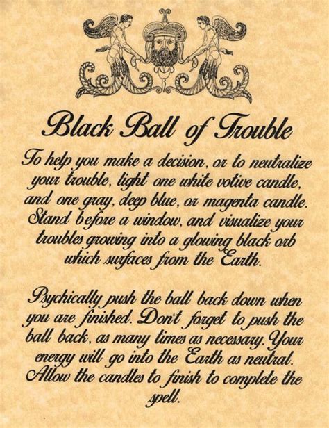 Black Ball Of Trouble Spell Printable Spell Pages