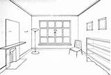 Room Perspective Drawing Inside Point Interior Draw Techniques Simple Examples Step sketch template