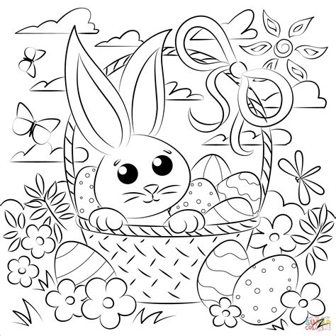 easter basket  bunny coloring page  printable coloring pages