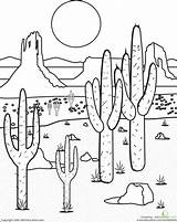 Desert Coloring Pages Wild West Clipart Worksheets Color Landscape Mojave Ecosystem Kids Scene Drawing Theme Colouring Animals Biome Book Crafts sketch template
