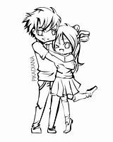 Coloring Anime Couple Pages Cute Chibi Couples Boyfriend Lineart Emo Girlfriend Drawing Deviantart Kissing Printable Drawings Cartoon Print Color Sheets sketch template